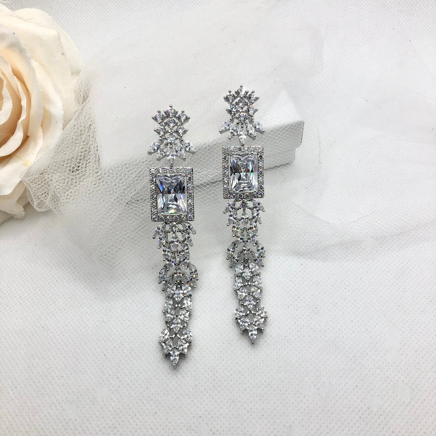 "Noor" - Luxury Cubic Zirconia Bridal Earrings