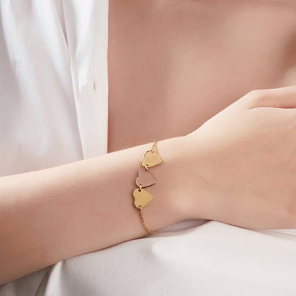 Mysha Personalized Eternal Name Rose Gold & Gold Triple Heart Bracelet