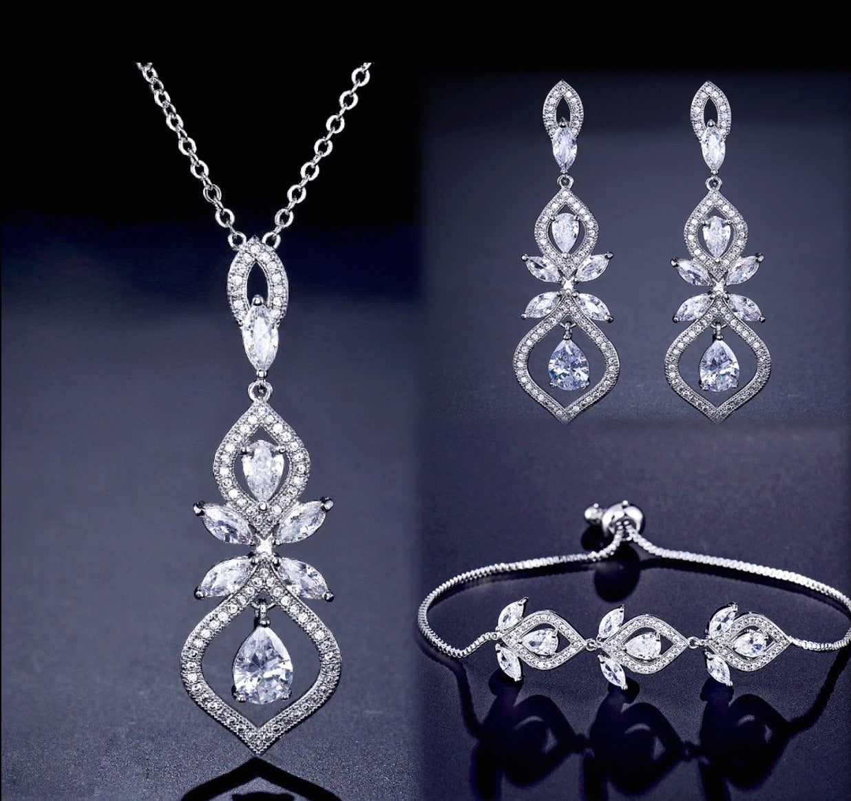 Maxine - Silver Cubic Zirconia Bridal Jewelry Set