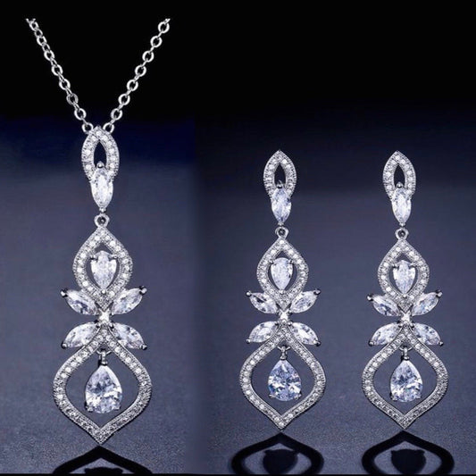 Maxine - Silver Cubic Zirconia Bridal Jewelry Set