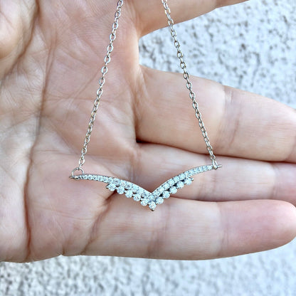 Morena - Minimalist 925 Sterling Silver CZ Bridal Necklace
