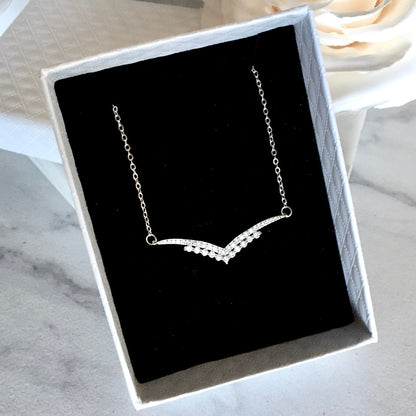 Morena - Minimalist 925 Sterling Silver CZ Bridal Necklace