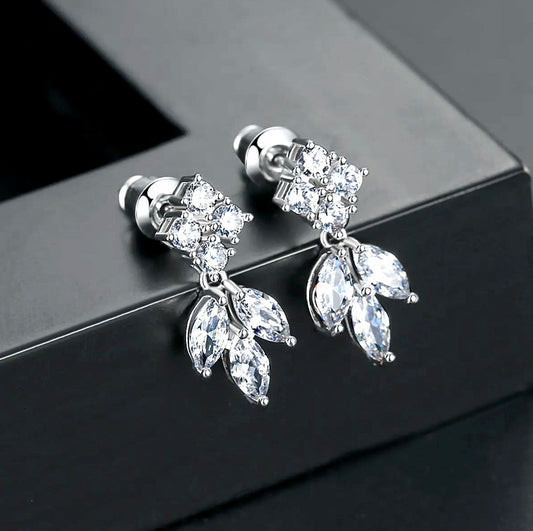 Linh - Minimalist Cubic Zirconia Bridal Earrings