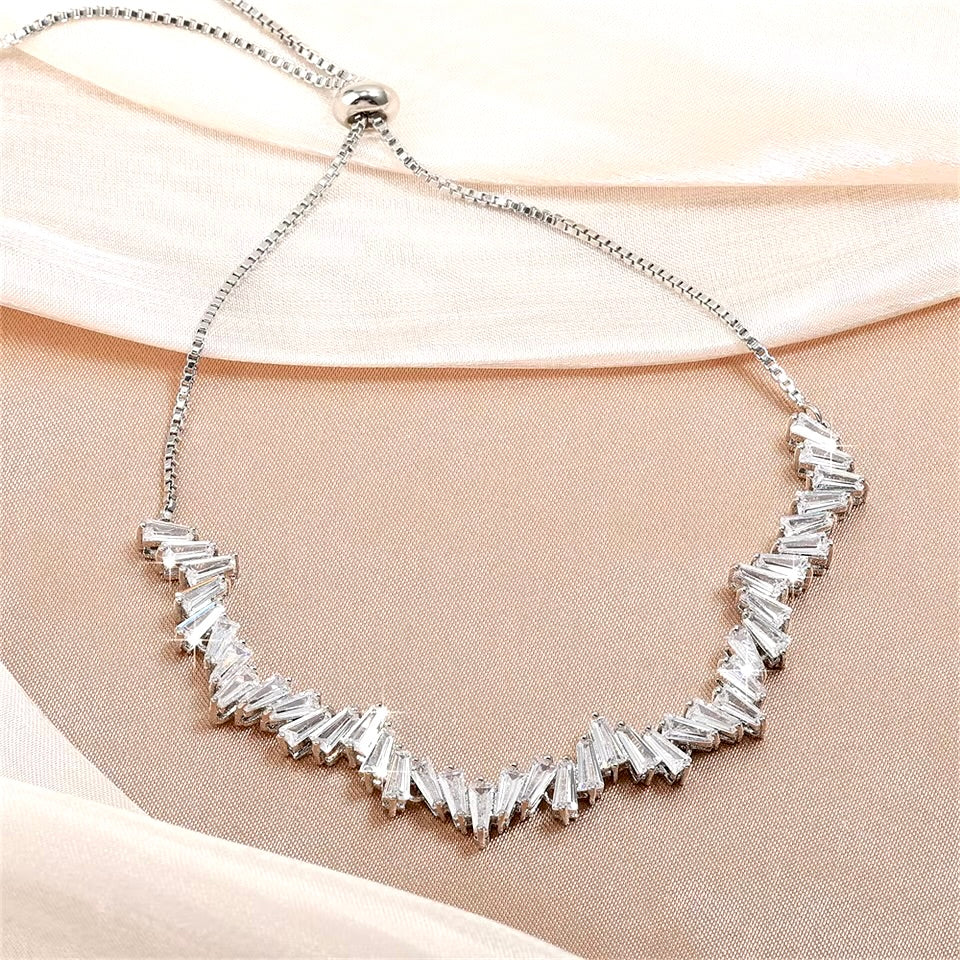"Star" - Cubic Zirconia Adjustable Bracelet - Available in Silver, Rose Gold and Yellow Gold