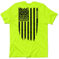 Molon Labe Ghost Flag - Safety Yellow Pocket T-Shirt