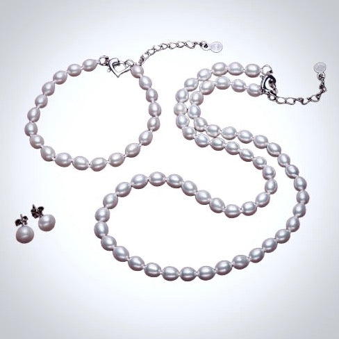 "Maybelle" - Natural Freshwater Pearl 3-Piece Bridal Jewelry Set