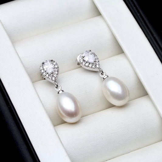 Hyacinth - Sterling Silver Natural Pearl Bridal Earrings - More Colors