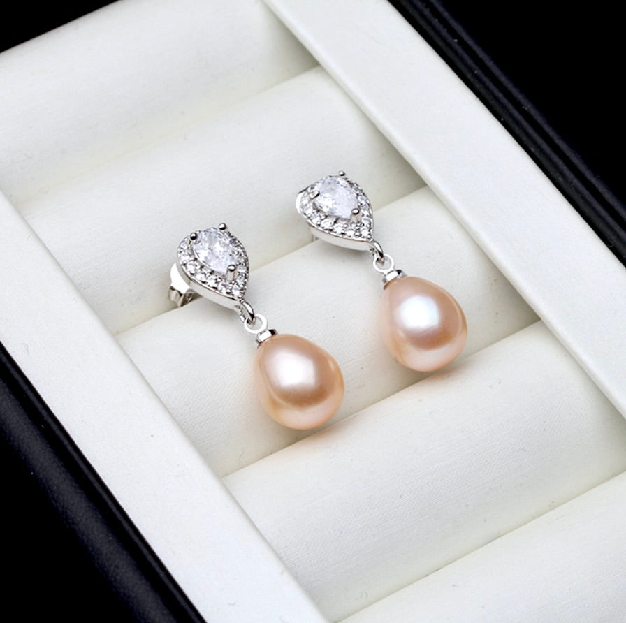 Hyacinth - Sterling Silver Natural Pearl Bridal Earrings - More Colors