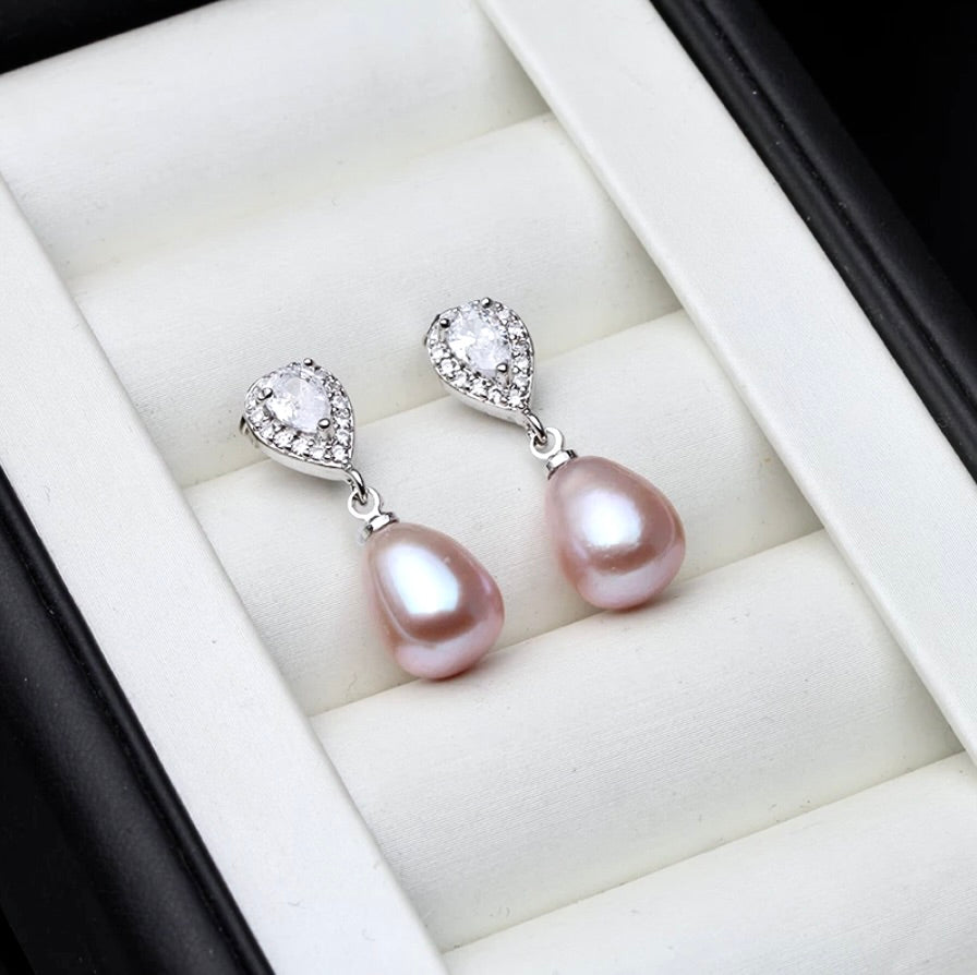 Hyacinth - Sterling Silver Natural Pearl Bridal Earrings - More Colors