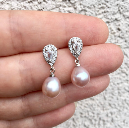 Hyacinth - Sterling Silver Natural Pearl Bridal Earrings - More Colors