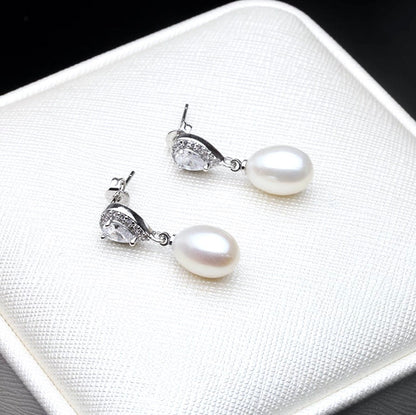 Hyacinth - Sterling Silver Natural Pearl Bridal Earrings - More Colors