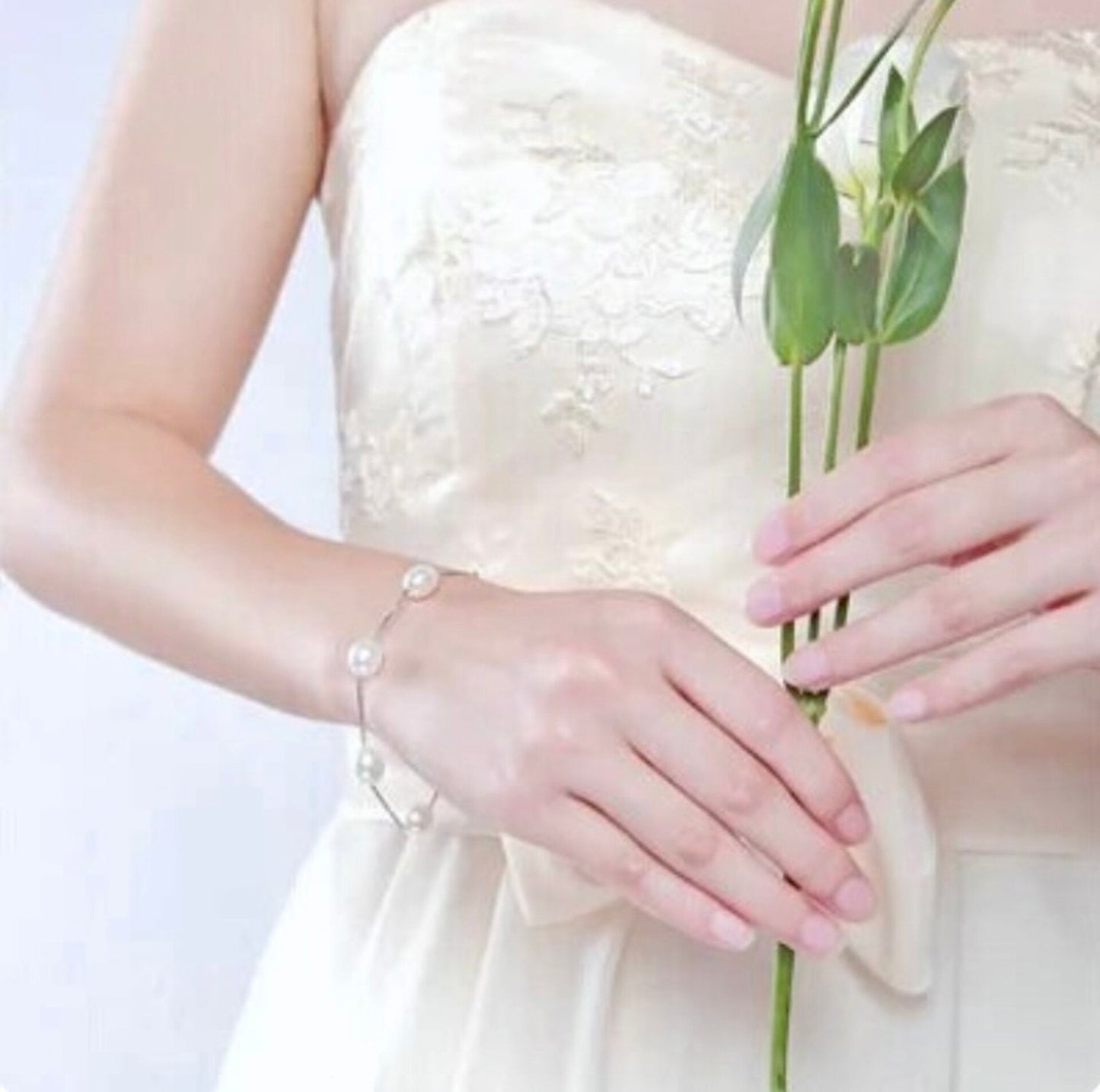 "Alegria" - Sterling Silver and Natural Pearl Bridal Bracelet - More Colors Available