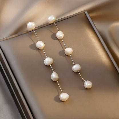 Daneli - Natural Pearl Bridal Earrings - Available in Gold and Silver