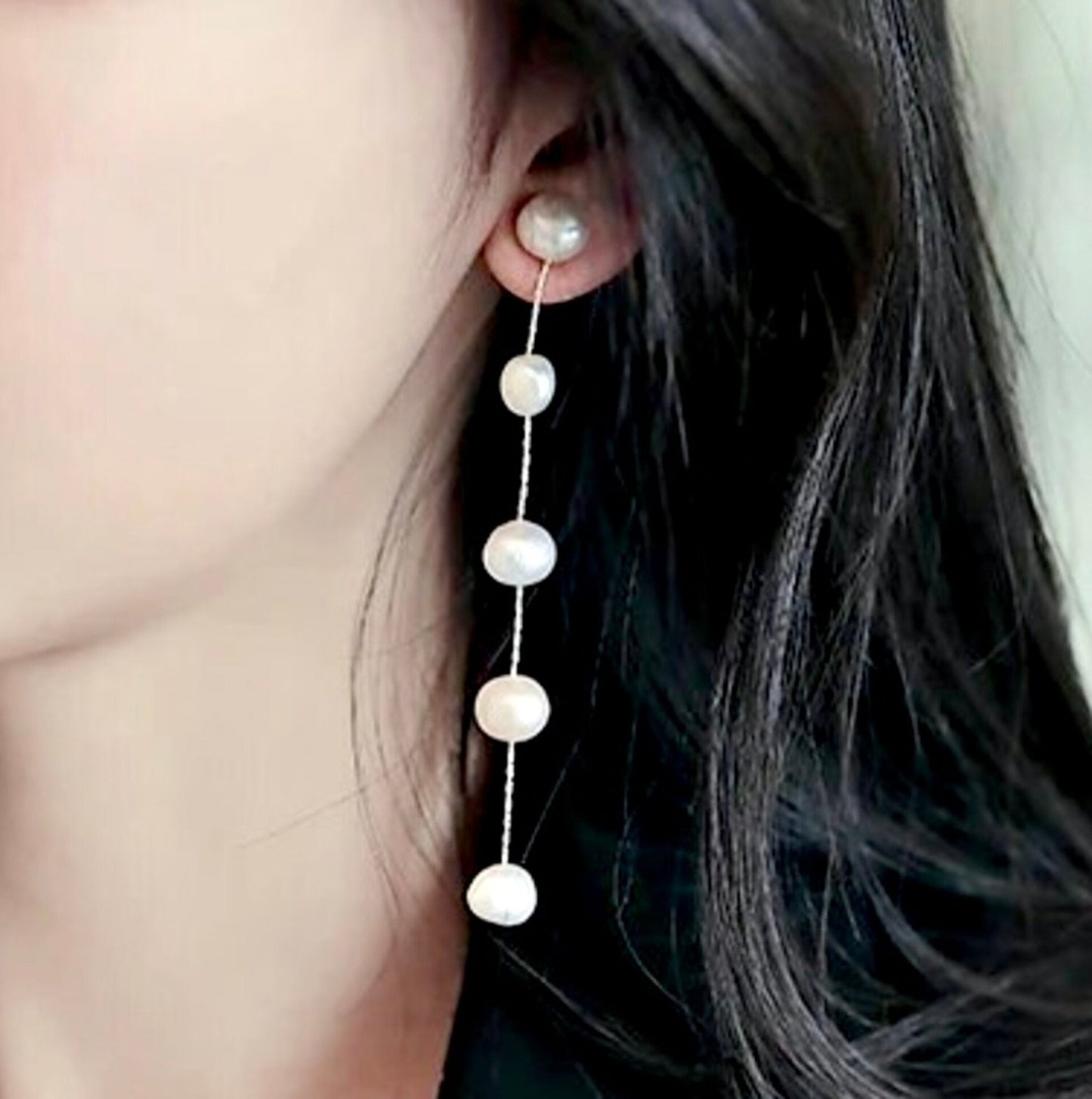 Daneli - Natural Pearl Bridal Earrings - Available in Gold and Silver