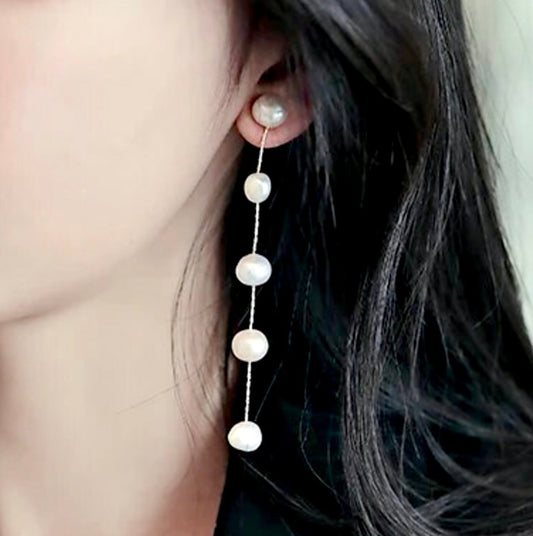 Daneli - Natural Pearl Bridal Earrings - Available in Gold and Silver