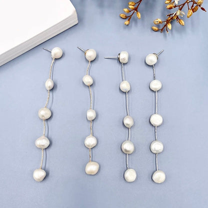 Daneli - Natural Pearl Bridal Earrings - Available in Gold and Silver