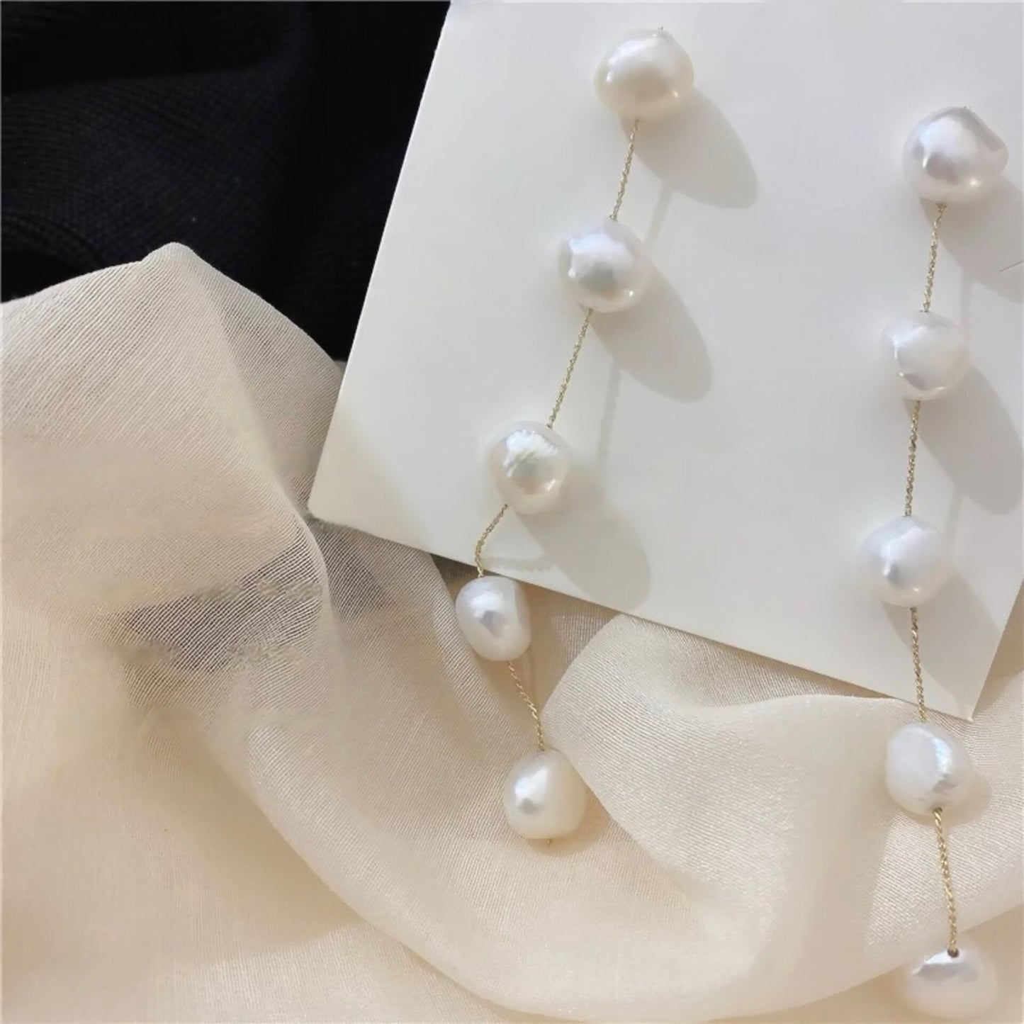 Daneli - Natural Pearl Bridal Earrings - Available in Gold and Silver