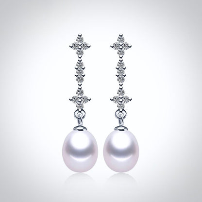 Kamila - Freshwater Pearl and Sterling Silver Bridal Earrings