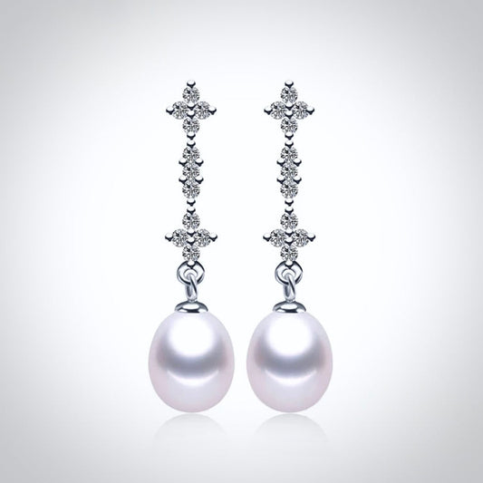 Kamila - Freshwater Pearl and Sterling Silver Bridal Earrings