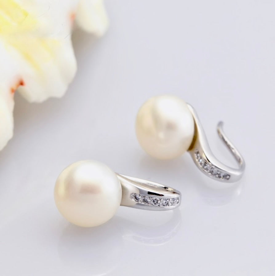 "Rory" - Freshwater Pearl and Sterling Silver Bridal Earrings