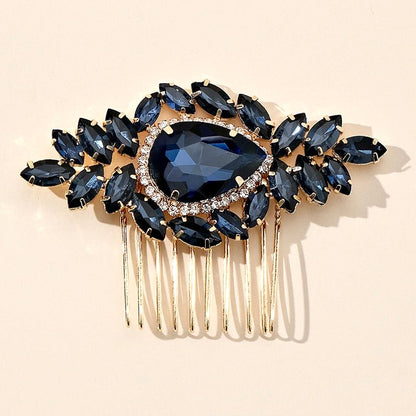 "Bluebell" - Navy Blue Crystal Bridal Hair Comb