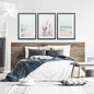 Coastal Boho Wall Art. Beach Pampas Grass, Blue Ocean Waves