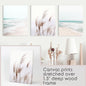 Coastal Boho Wall Art. Beach Pampas Grass, Blue Ocean Waves