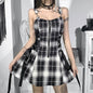 Plaid Zipper Polyester Cami Dress