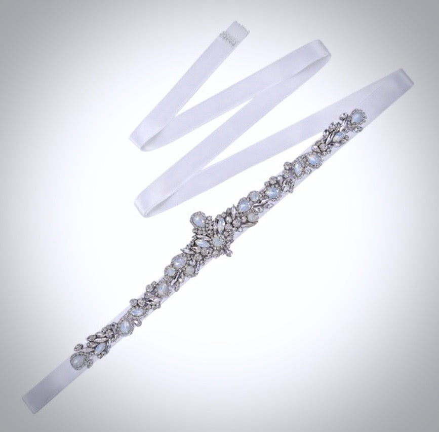 Corsica - Swarovski Opal Bridal Belt/Sash