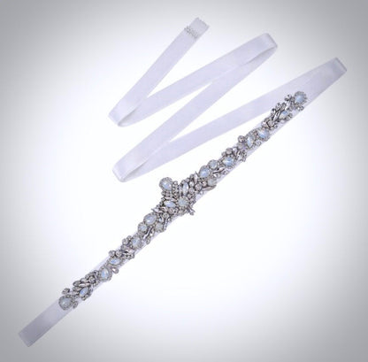 Corsica - Swarovski Opal Bridal Belt/Sash