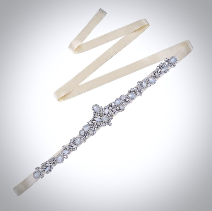Corsica - Swarovski Opal Bridal Belt/Sash