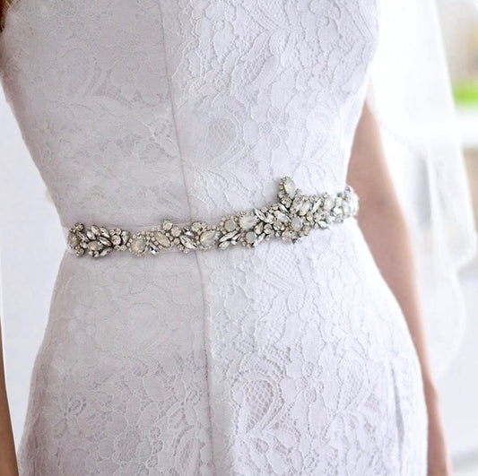 Corsica - Swarovski Opal Bridal Belt/Sash