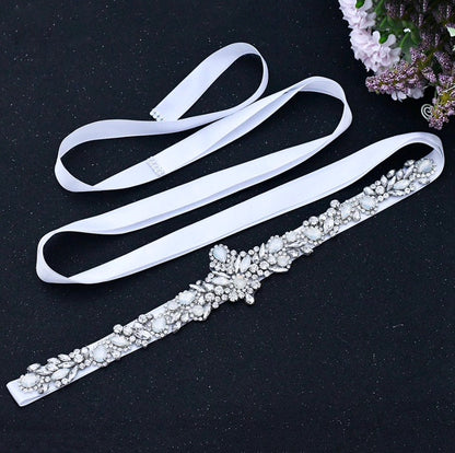 Corsica - Swarovski Opal Bridal Belt/Sash