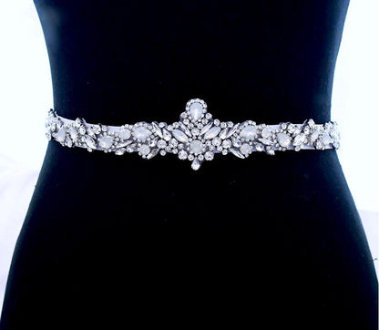 Corsica - Swarovski Opal Bridal Belt/Sash