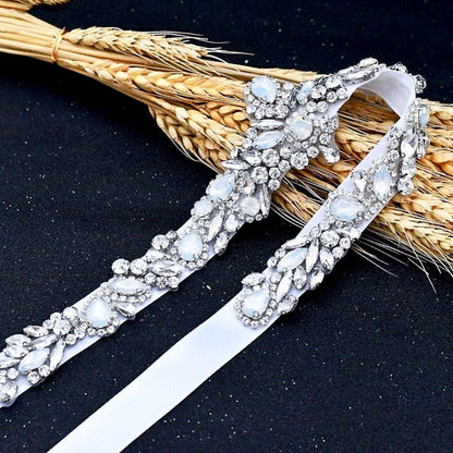 Corsica - Swarovski Opal Bridal Belt/Sash