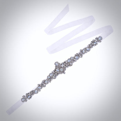 Corsica - Swarovski Opal Bridal Belt/Sash