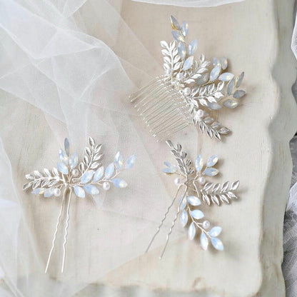 Opaline - Swarovski Opal Bridal Hair Comb and Pin Set