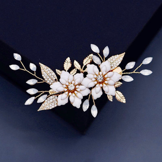 Lillian - Opal Gold Bridal Hair Clip