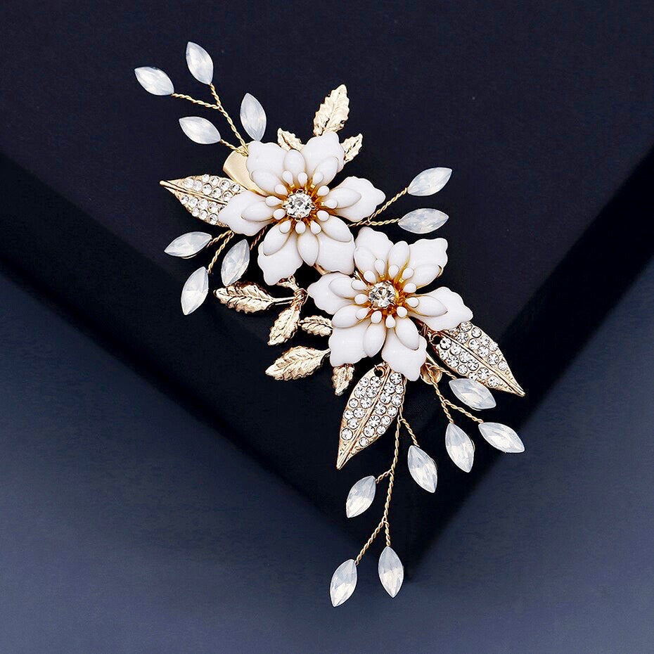 Lillian - Opal Gold Bridal Hair Clip