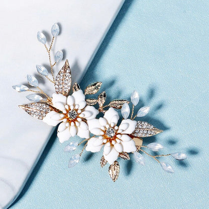 Lillian - Opal Gold Bridal Hair Clip