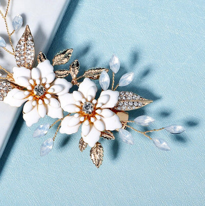 Lillian - Opal Gold Bridal Hair Clip