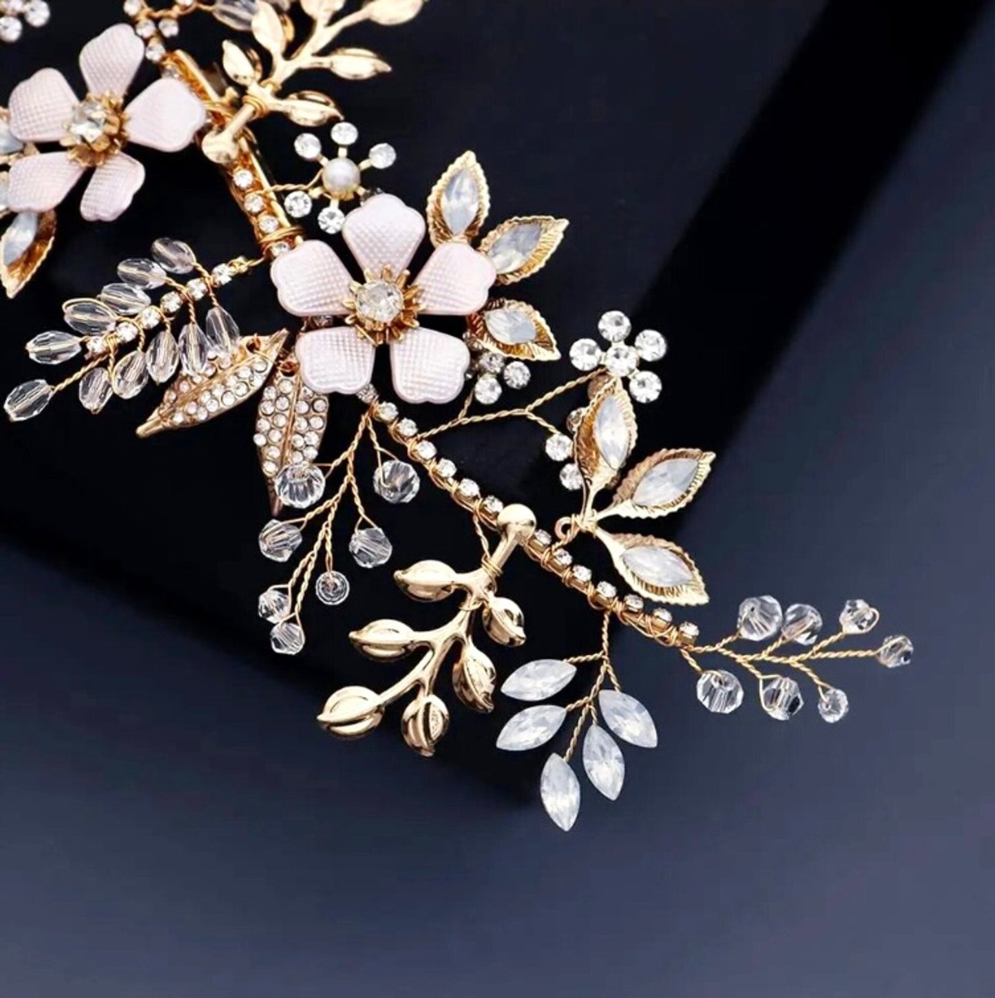 "Rosemary" - Gold Opal Bridal Hair Clip