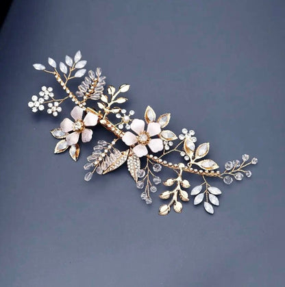 "Rosemary" - Gold Opal Bridal Hair Clip