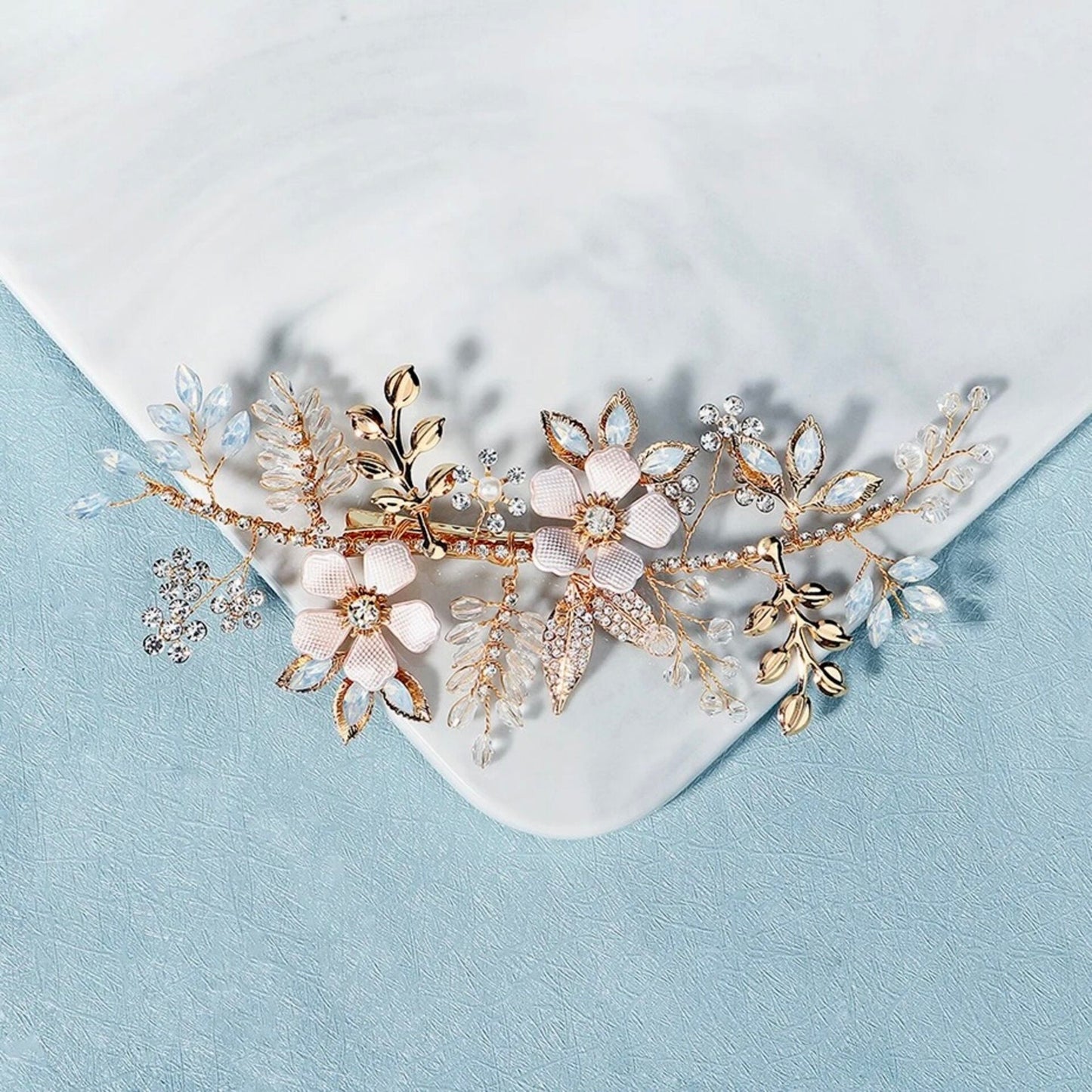 "Rosemary" - Gold Opal Bridal Hair Clip