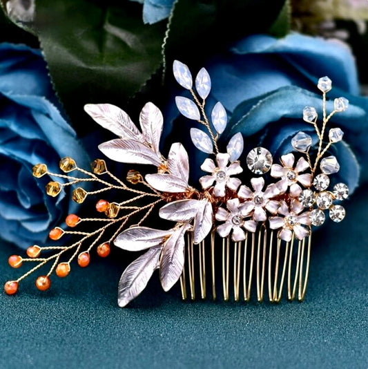 Ivy - Bohemian Crystal Hair Comb - Available in Yellow Gold, Rose Gold and Silver