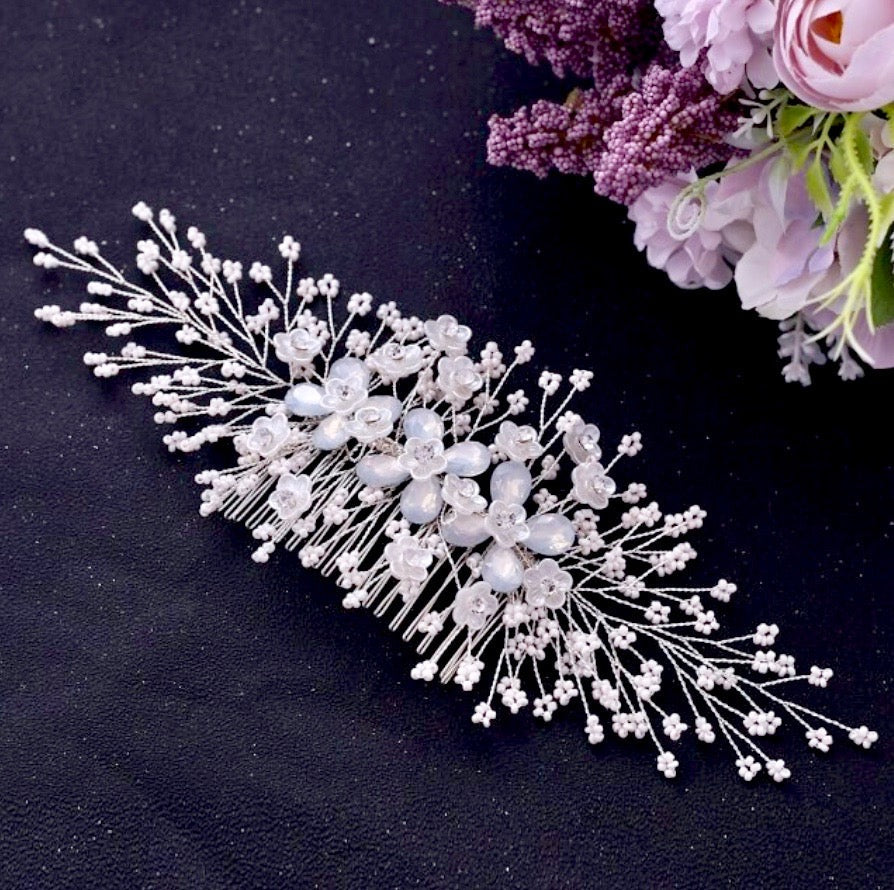 "Everly" - Opal Bridal Hair Comb - Available in Gold and Silver