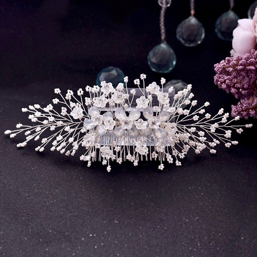 "Everly" - Opal Bridal Hair Comb - Available in Gold and Silver