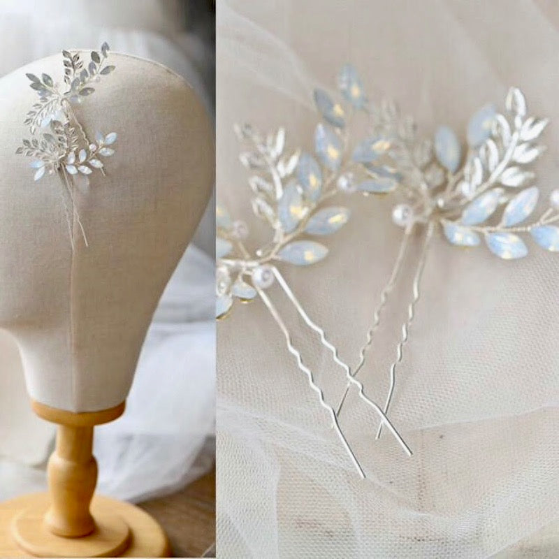 Opaline - Swarovski Opal Bridal Hair Comb and Pin Set