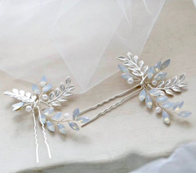 Opaline - Swarovski Opal Bridal Hair Comb and Pin Set
