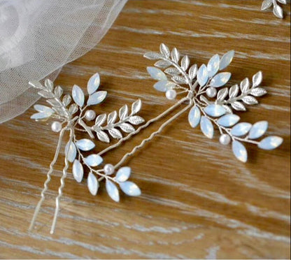 Opaline - Swarovski Opal Bridal Hair Comb and Pin Set